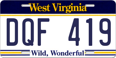 WV license plate DQF419