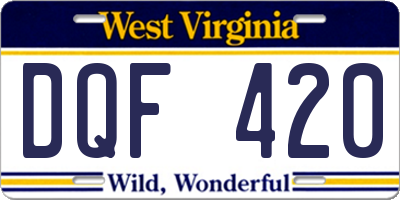 WV license plate DQF420