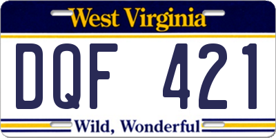 WV license plate DQF421