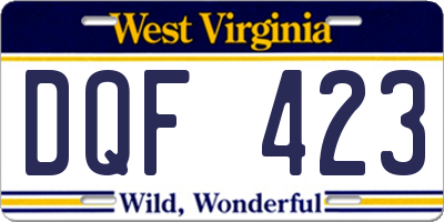 WV license plate DQF423