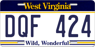 WV license plate DQF424