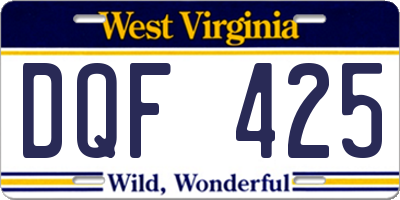 WV license plate DQF425