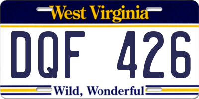 WV license plate DQF426