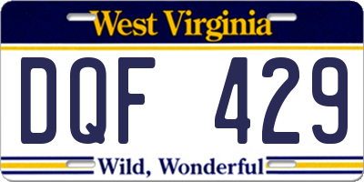 WV license plate DQF429