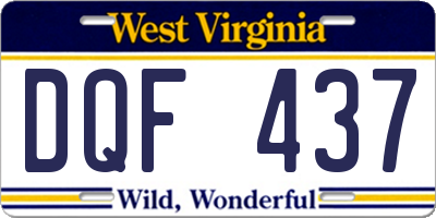 WV license plate DQF437