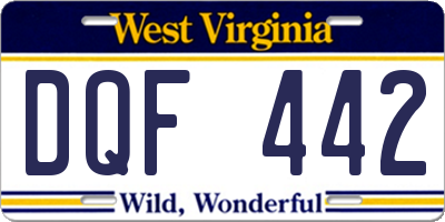 WV license plate DQF442