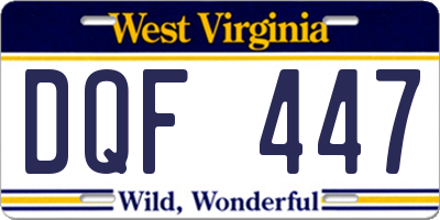 WV license plate DQF447