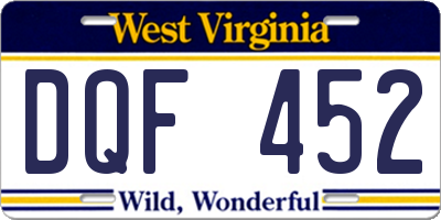 WV license plate DQF452