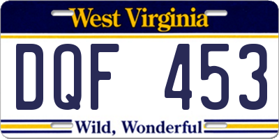 WV license plate DQF453