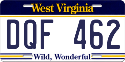 WV license plate DQF462