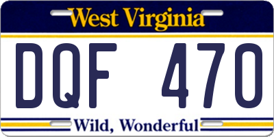WV license plate DQF470
