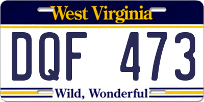 WV license plate DQF473