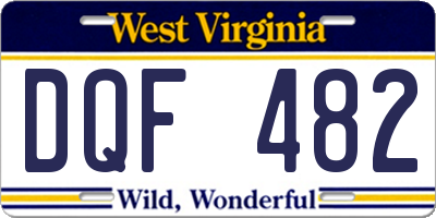 WV license plate DQF482