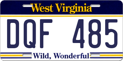 WV license plate DQF485