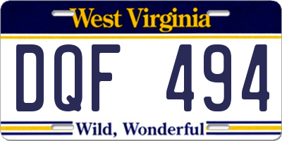 WV license plate DQF494