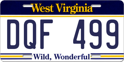 WV license plate DQF499