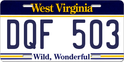 WV license plate DQF503