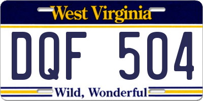 WV license plate DQF504