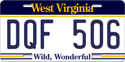 WV license plate DQF506