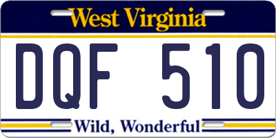 WV license plate DQF510