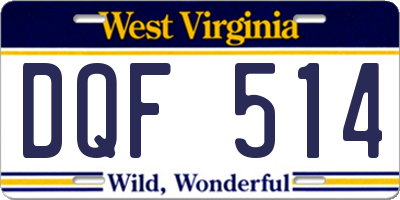 WV license plate DQF514