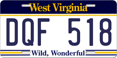 WV license plate DQF518