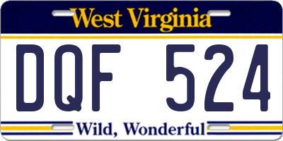 WV license plate DQF524