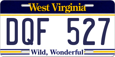 WV license plate DQF527