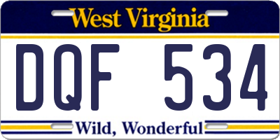 WV license plate DQF534