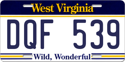 WV license plate DQF539