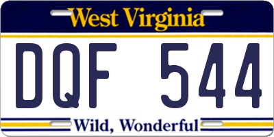 WV license plate DQF544