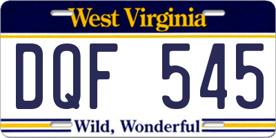 WV license plate DQF545