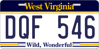 WV license plate DQF546