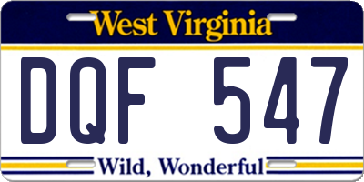 WV license plate DQF547