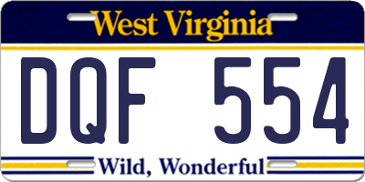 WV license plate DQF554