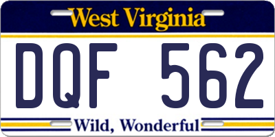 WV license plate DQF562