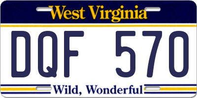 WV license plate DQF570