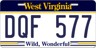 WV license plate DQF577