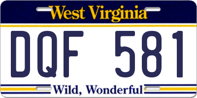 WV license plate DQF581