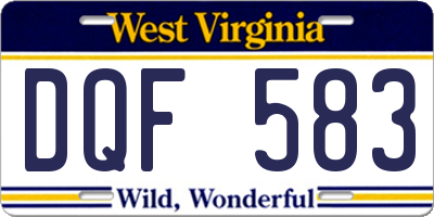 WV license plate DQF583
