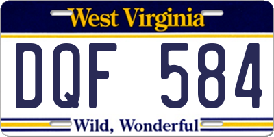 WV license plate DQF584