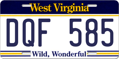 WV license plate DQF585