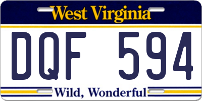 WV license plate DQF594
