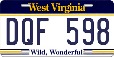 WV license plate DQF598