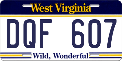 WV license plate DQF607
