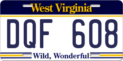 WV license plate DQF608