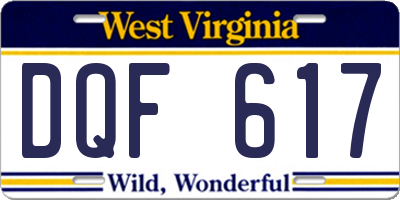 WV license plate DQF617