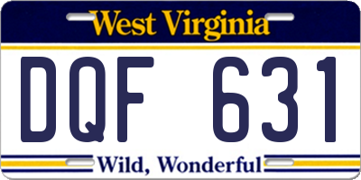 WV license plate DQF631
