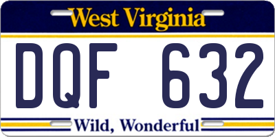 WV license plate DQF632