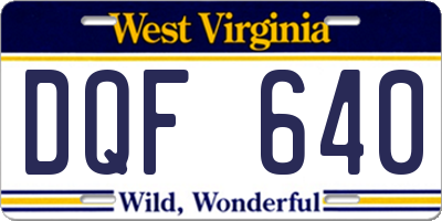 WV license plate DQF640